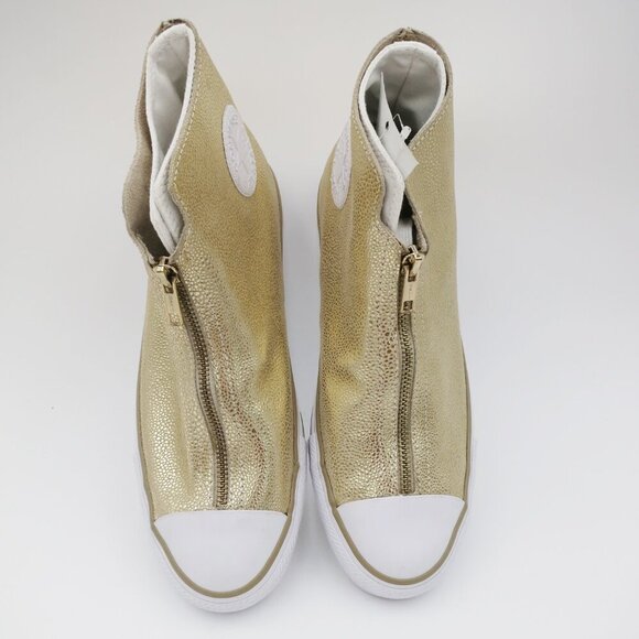 Converse CTAS Classic Shroud Hi Gold Metallic Pebble Grain Leather 9M NIB - Picture 3 of 16